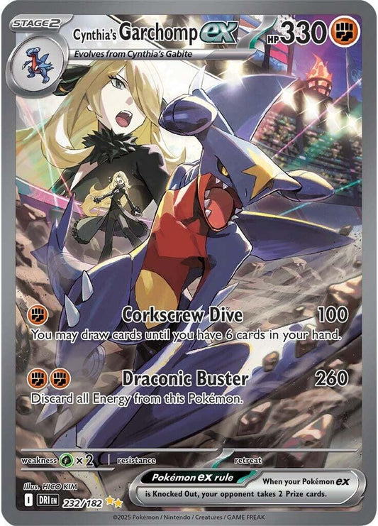 2025 Destined Rivals - Cynthia's Garchomp EX 232/182 - NM RAW