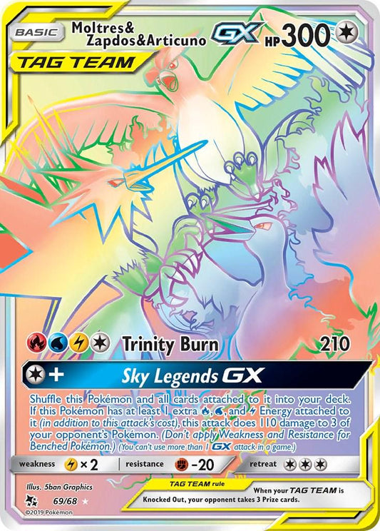 2019 Hidden Fates - Moltres & Zapdos & Articuno GX 69/68 - NM RAW