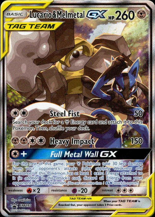 2019 Sun & Moon Black Star Promo - Lucario & Melmetal GX SM192 - PSA 10
